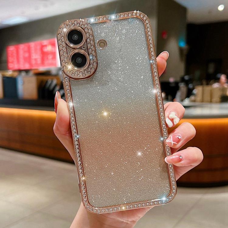 Diamond Gradient Glitter Plated TPU Phone Case, For iPhone 16 Pro Max, For iPhone 16 Pro, For iPhone 16 Plus