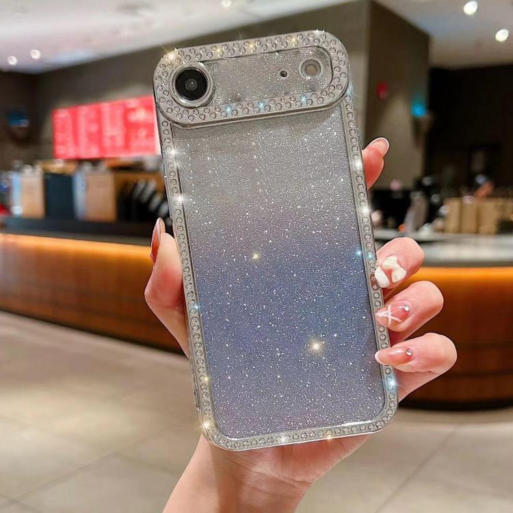 Diamond Gradient Glitter Plated TPU Phone Case, For iPhone 16