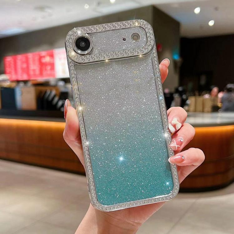 Diamond Gradient Glitter Plated TPU Phone Case, For iPhone 16