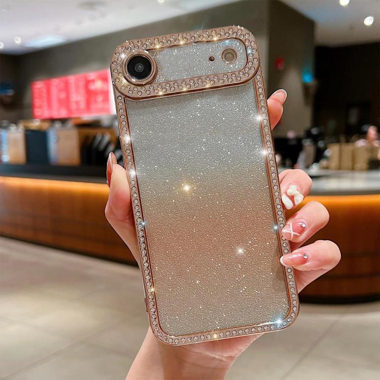 Diamond Gradient Glitter Plated TPU Phone Case, For iPhone 16