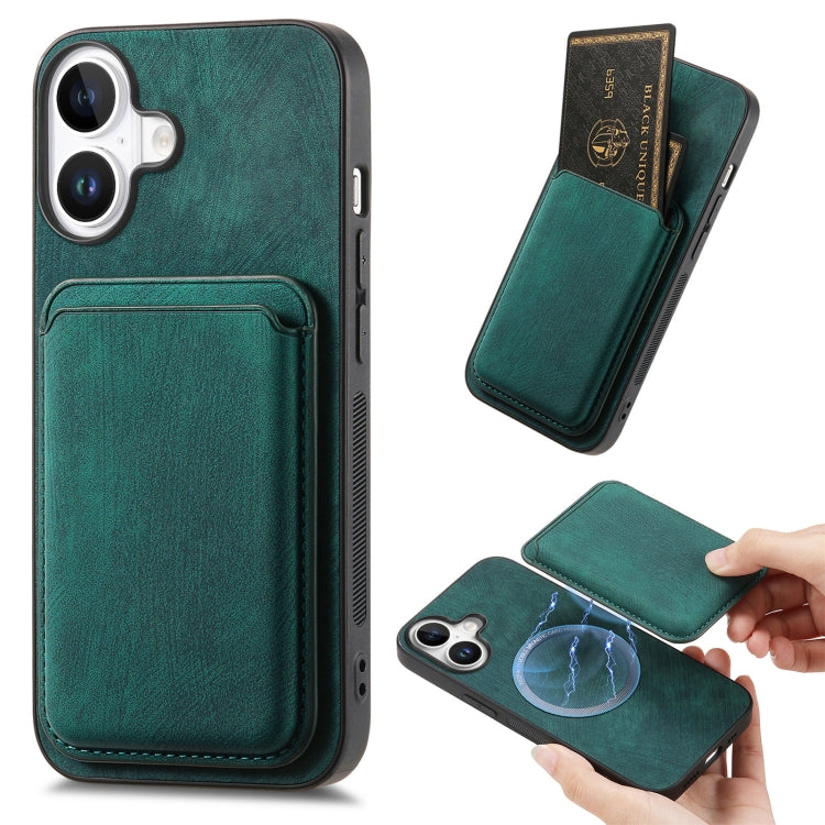 Retro Leather Card Bag Magnetic Phone Case, iPhone 16e