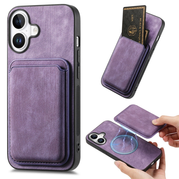 Retro Leather Card Bag Magnetic Phone Case, iPhone 16e