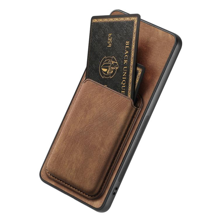 Retro Leather Card Bag Magnetic Phone Case, For iPhone 16 Pro Max, For iPhone 16 Pro, For iPhone 16 Plus, For iPhone 16