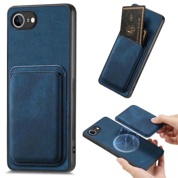 Retro Leather Card Bag Magnetic Phone Case, For iPhone 16 Pro Max, For iPhone 16 Pro, For iPhone 16 Plus, For iPhone 16