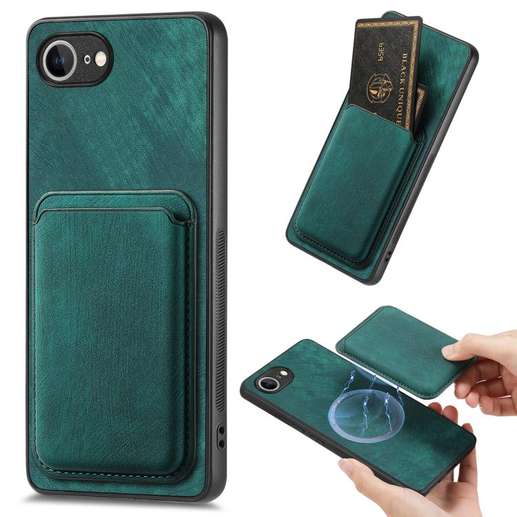 Retro Leather Card Bag Magnetic Phone Case, For iPhone 16 Pro Max, For iPhone 16 Pro, For iPhone 16 Plus, For iPhone 16