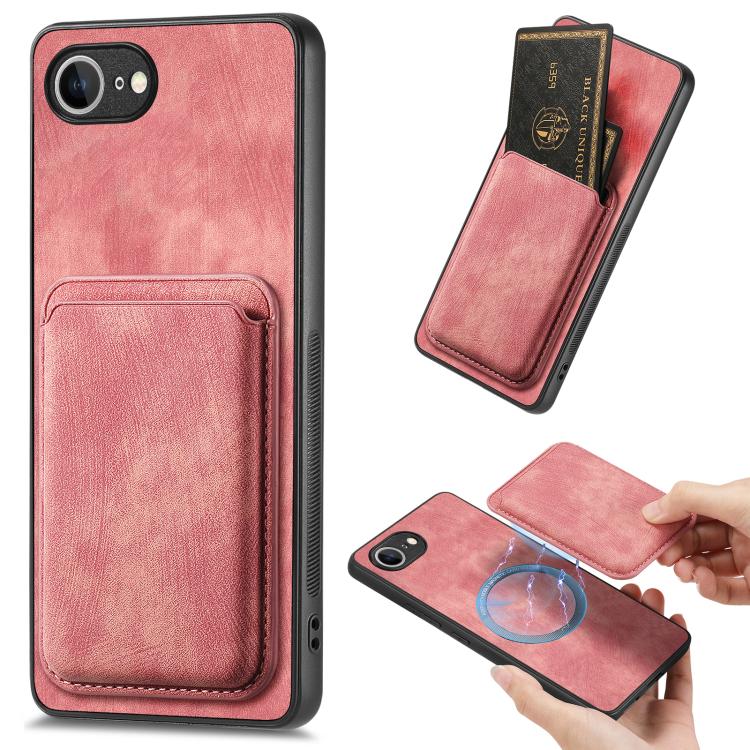 Retro Leather Card Bag Magnetic Phone Case, For iPhone 16 Pro Max, For iPhone 16 Pro, For iPhone 16 Plus, For iPhone 16