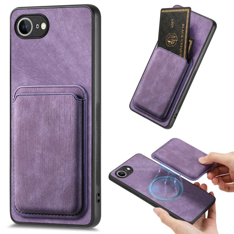 Retro Leather Card Bag Magnetic Phone Case, For iPhone 16 Pro Max, For iPhone 16 Pro, For iPhone 16 Plus, For iPhone 16