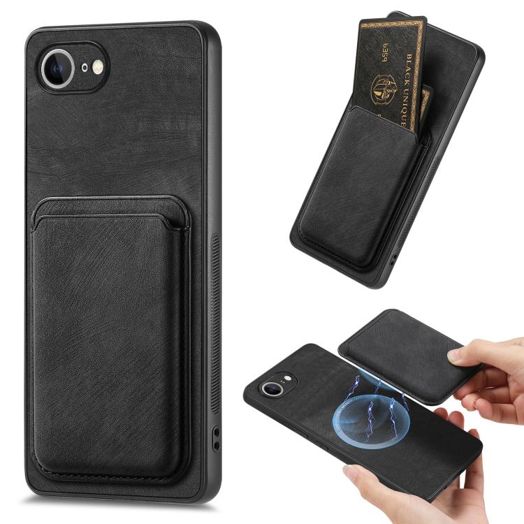 Retro Leather Card Bag Magnetic Phone Case, For iPhone 16 Pro Max, For iPhone 16 Pro, For iPhone 16 Plus, For iPhone 16