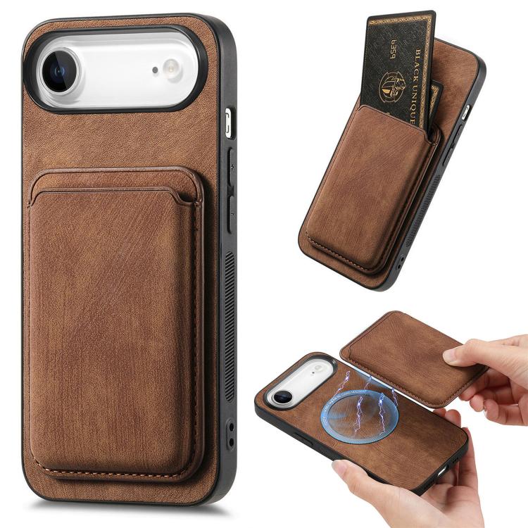 Retro Leather Card Bag Magnetic Phone Case, iPhone 16e