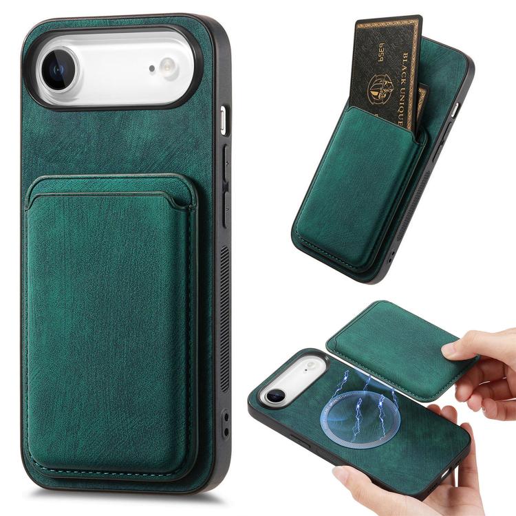 Retro Leather Card Bag Magnetic Phone Case, iPhone 16e