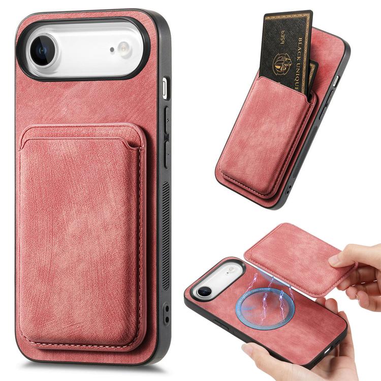 Retro Leather Card Bag Magnetic Phone Case, iPhone 16e