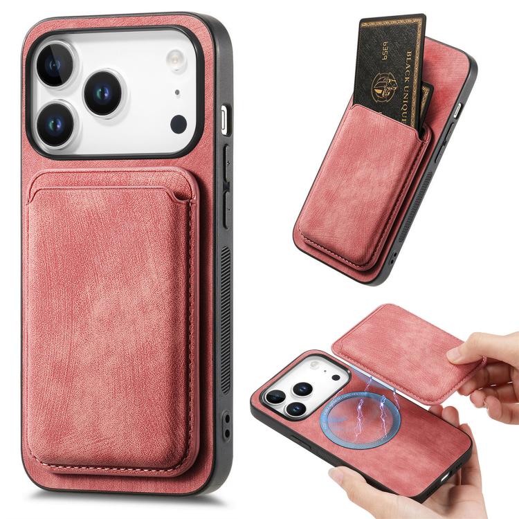 Retro Leather Card Bag Magnetic Phone Case, For iPhone 16 Pro Max, For iPhone 16 Pro, For iPhone 16 Plus, For iPhone 16