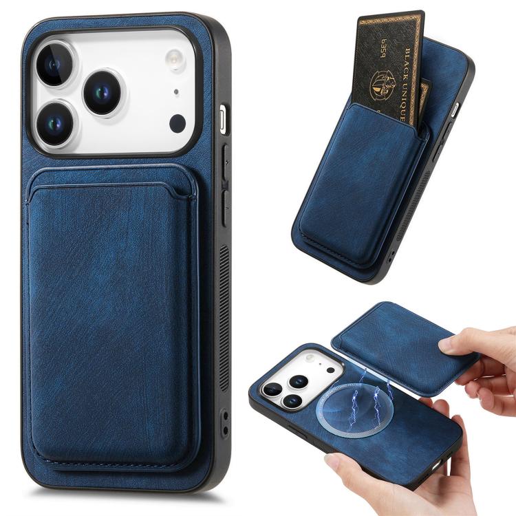Retro Leather Card Bag Magnetic Phone Case, For iPhone 16 Pro Max, For iPhone 16 Pro, For iPhone 16 Plus, For iPhone 16