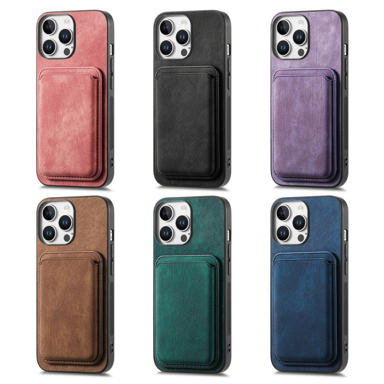 Retro Leather Card Bag Magnetic Phone Case, For iPhone 16 Pro Max, For iPhone 16 Pro, For iPhone 16 Plus, For iPhone 16
