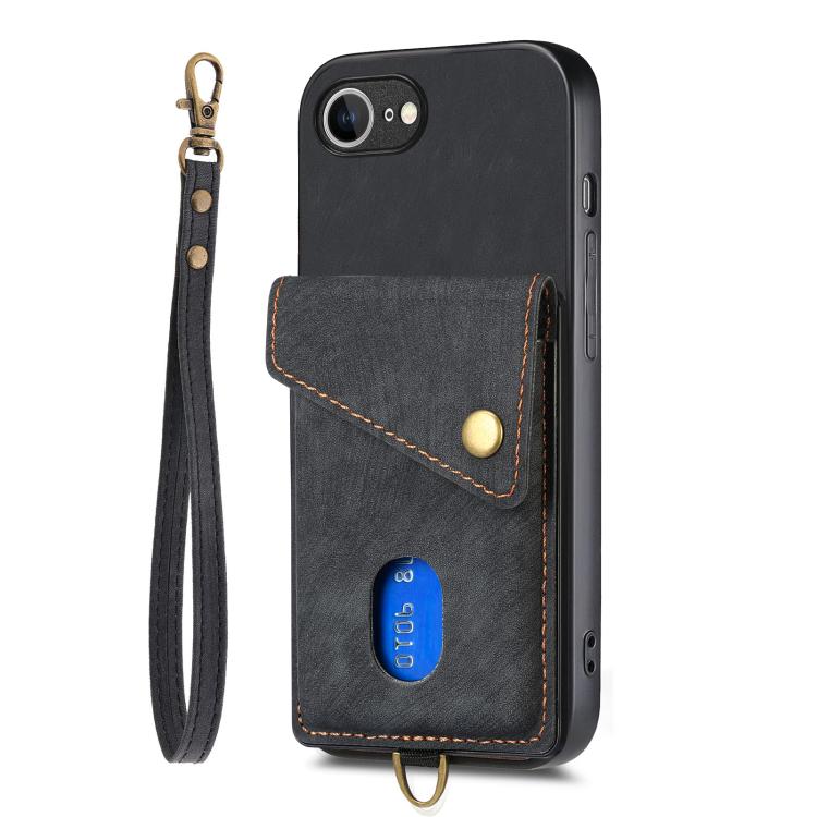 Retro Card Wallet Fold Leather Phone Case with Strap, For iPhone 17e / 16e, For iPhone 17 Pro Max, For iPhone 17 Pro, For iPhone 17