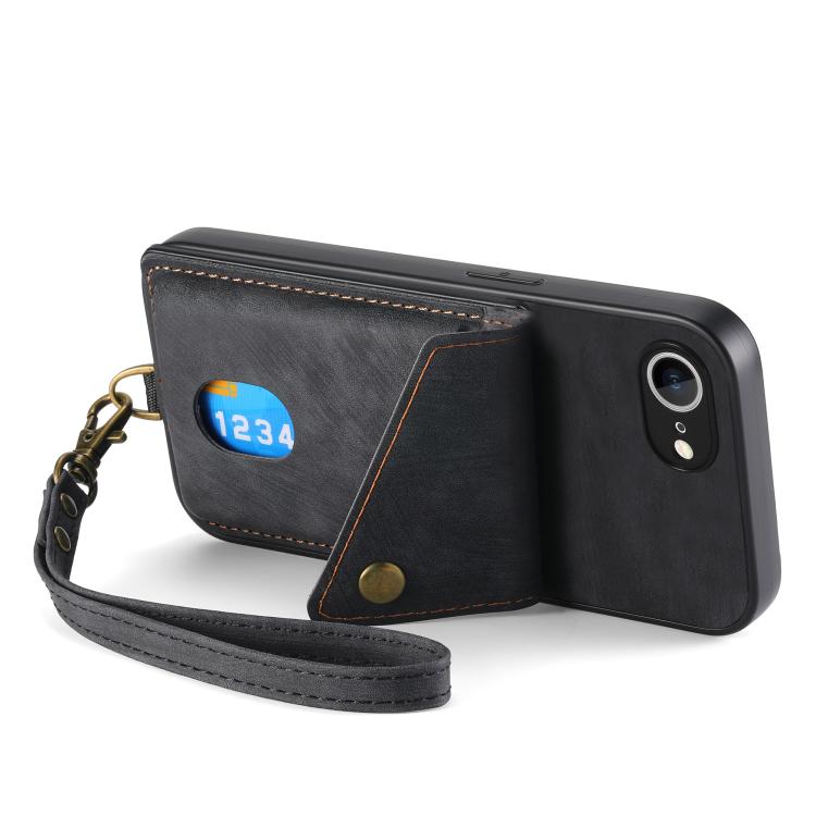 Retro Card Wallet Fold Leather Phone Case with Strap, For iPhone 17e / 16e, For iPhone 17 Pro Max, For iPhone 17 Pro, For iPhone 17