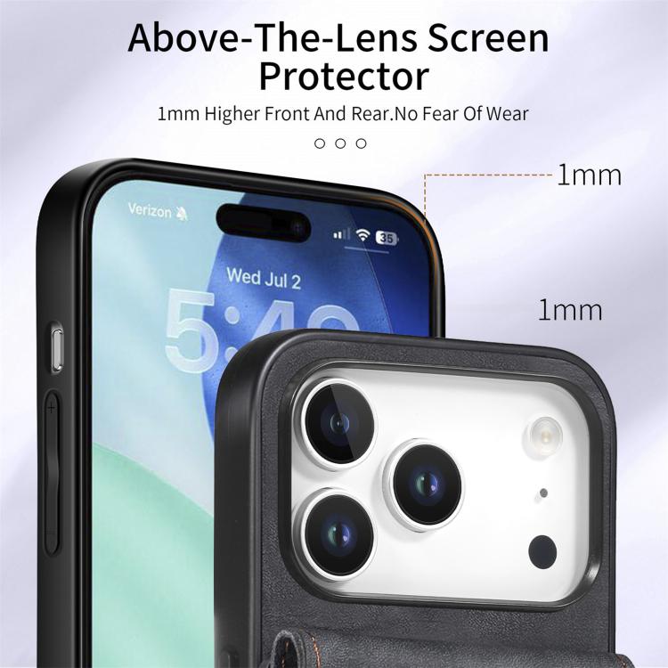 Retro Card Wallet Fold Leather Phone Case with Strap, For iPhone 17e / 16e, For iPhone 17 Pro Max, For iPhone 17 Pro, For iPhone 17