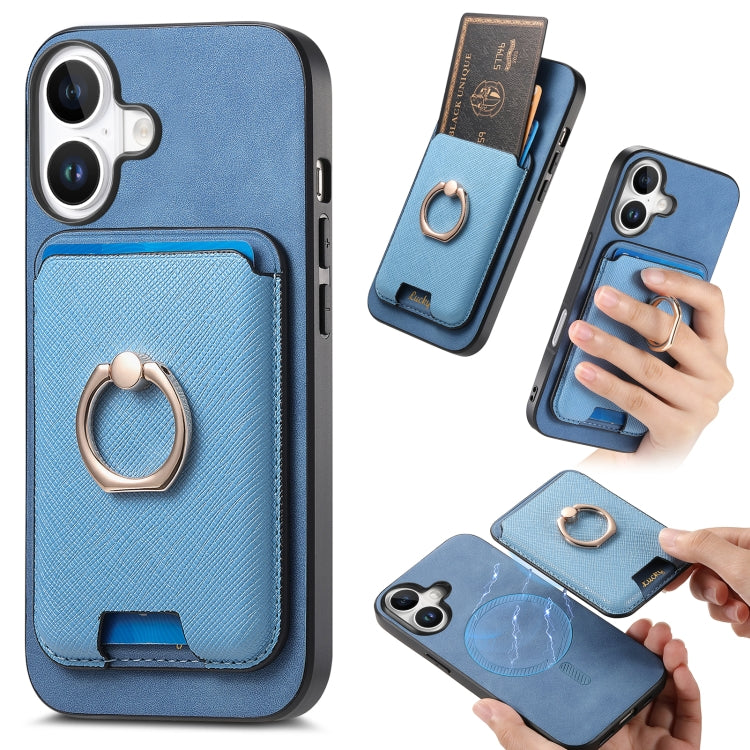 Retro Cross Leather Card Bag MagSafe Phone Case, For iPhone 15 Plus, For iPhone 15, For iPhone 14 Plus