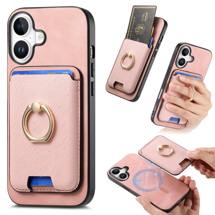 Retro Cross Leather Card Bag MagSafe Phone Case, For iPhone 15 Plus, For iPhone 15, For iPhone 14 Plus