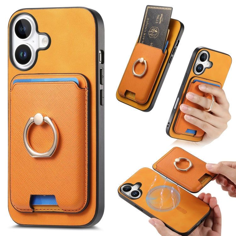Retro Cross Leather Card Bag MagSafe Phone Case, For iPhone 15 Plus, For iPhone 15, For iPhone 14 Plus