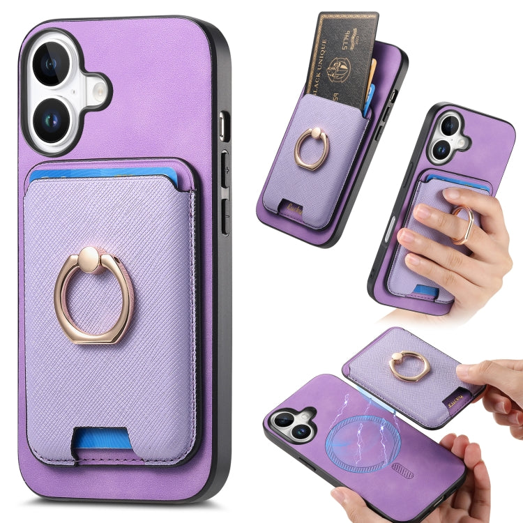 Retro Cross Leather Card Bag MagSafe Phone Case, For iPhone 15 Plus, For iPhone 15, For iPhone 14 Plus