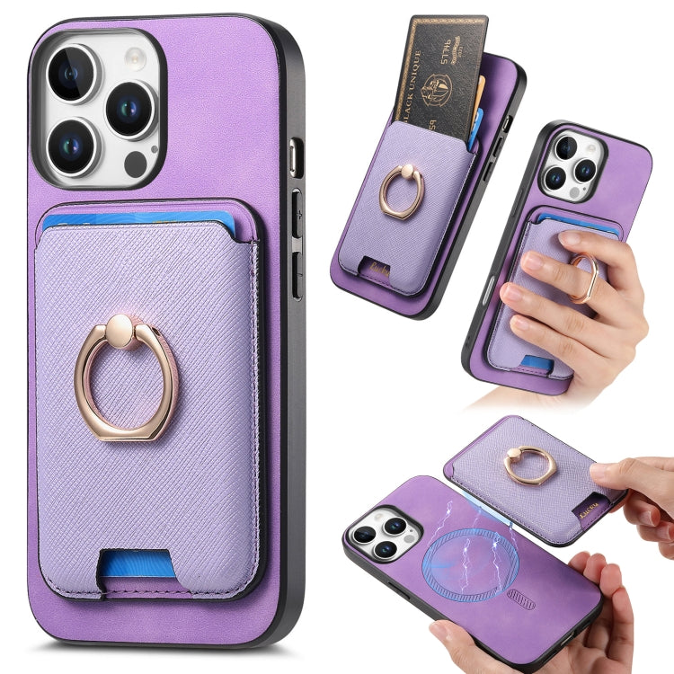 Retro Cross Leather Card Bag MagSafe Phone Case, For iPhone 16, For iPhone 15 Pro Max, For iPhone 15 Pro