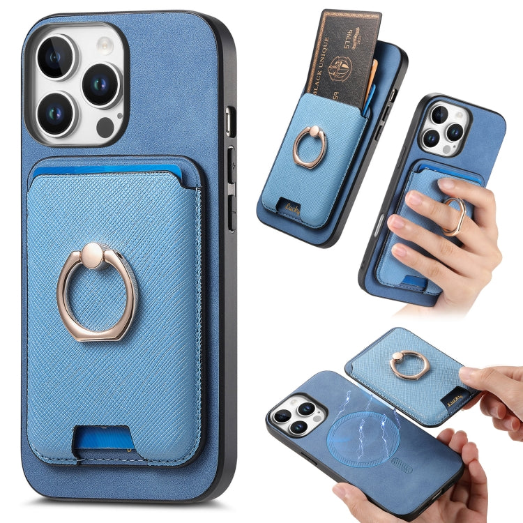 Retro Cross Leather Card Bag MagSafe Phone Case, For iPhone 16, For iPhone 15 Pro Max, For iPhone 15 Pro