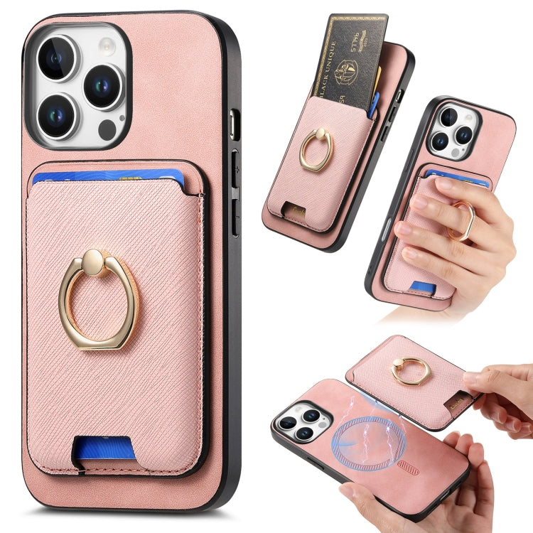 Retro Cross Leather Card Bag MagSafe Phone Case, For iPhone 16, For iPhone 15 Pro Max, For iPhone 15 Pro