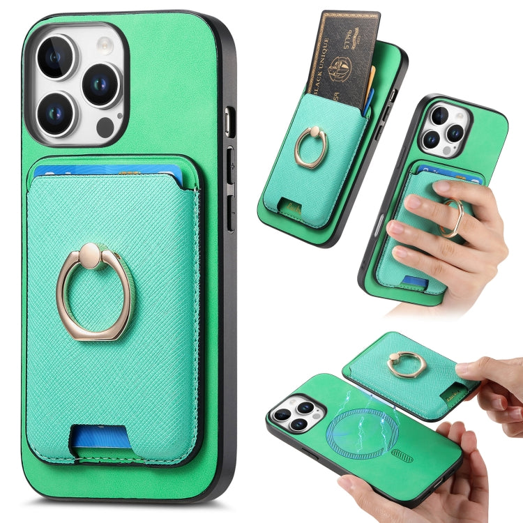 Retro Cross Leather Card Bag MagSafe Phone Case, For iPhone 16, For iPhone 15 Pro Max, For iPhone 15 Pro