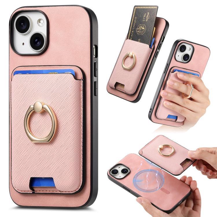 Retro Cross Leather Card Bag MagSafe Phone Case, For iPhone 14, For iPhone 14 Pro, For iPhone 14 Pro Max