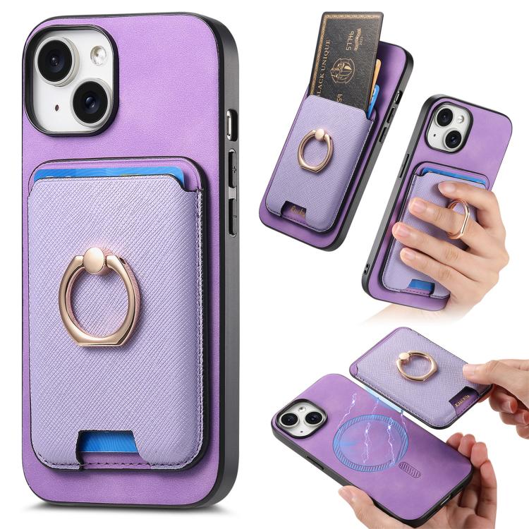 Retro Cross Leather Card Bag MagSafe Phone Case, For iPhone 14, For iPhone 14 Pro, For iPhone 14 Pro Max
