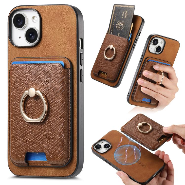 Retro Cross Leather Card Bag MagSafe Phone Case, For iPhone 14, For iPhone 14 Pro, For iPhone 14 Pro Max