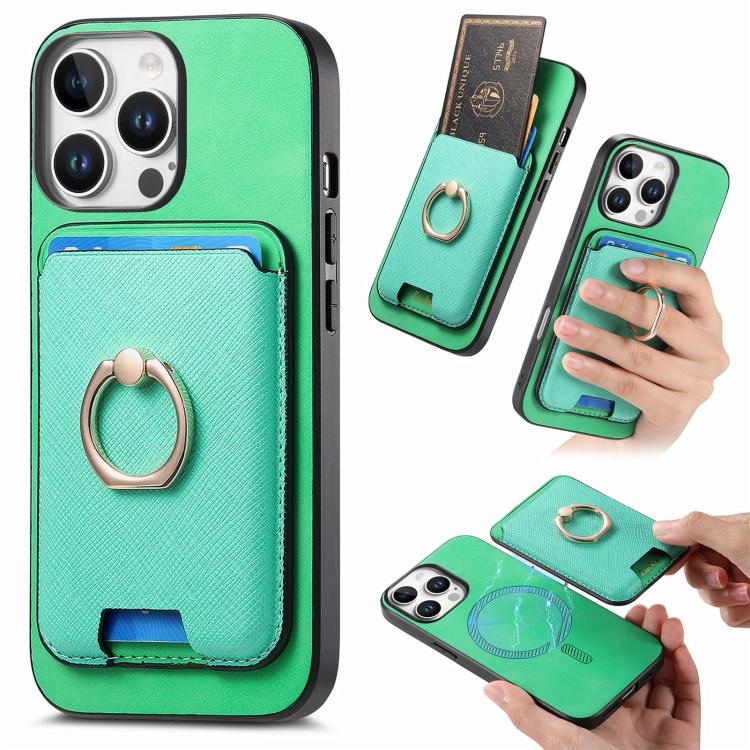 Retro Cross Leather Card Bag MagSafe Phone Case, For iPhone 15 Plus, For iPhone 15, For iPhone 14 Plus