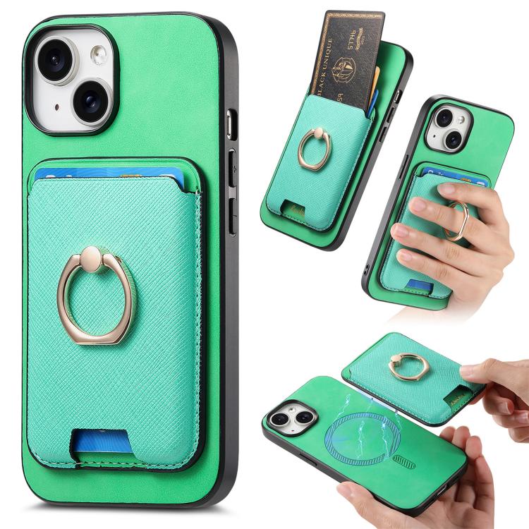 Retro Cross Leather Card Bag MagSafe Phone Case, For iPhone 13 Pro Max, For iPhone 13 Pro, For iPhone 13