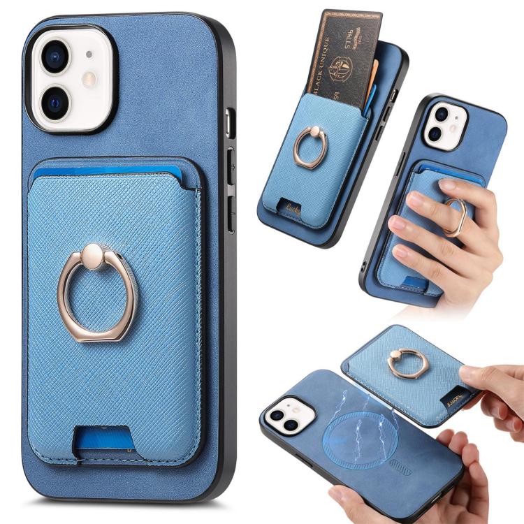 Retro Cross Leather Card Bag MagSafe Phone Case, For iPhone 11 Pro Max, For iPhone 11, For iPhone 11 Pro