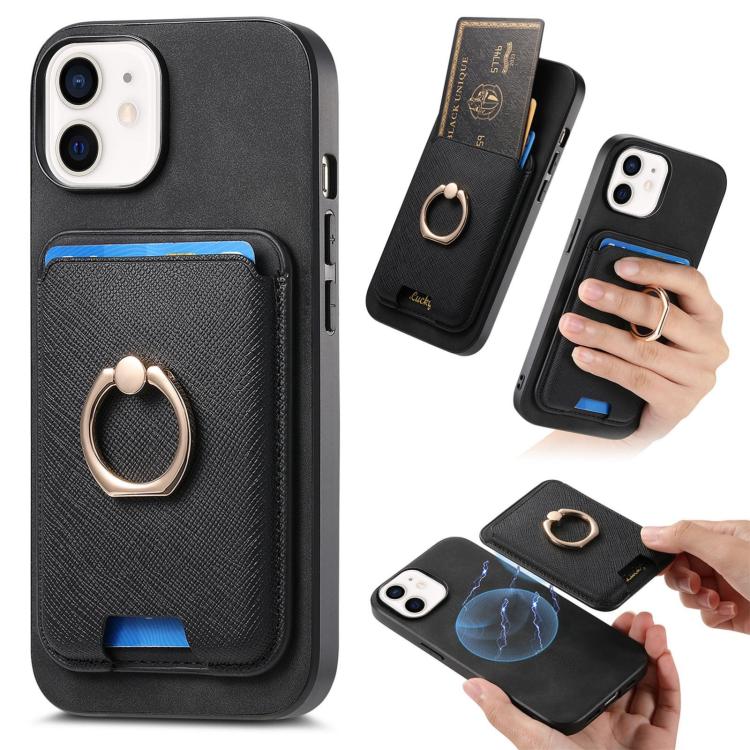 Retro Cross Leather Card Bag MagSafe Phone Case, For iPhone 11 Pro Max, For iPhone 11, For iPhone 11 Pro