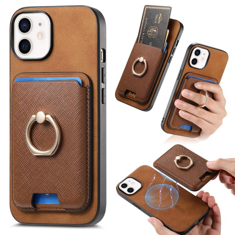 Retro Cross Leather Card Bag MagSafe Phone Case, For iPhone 12 Pro, For iPhone 11 Pro Max, For iPhone 11