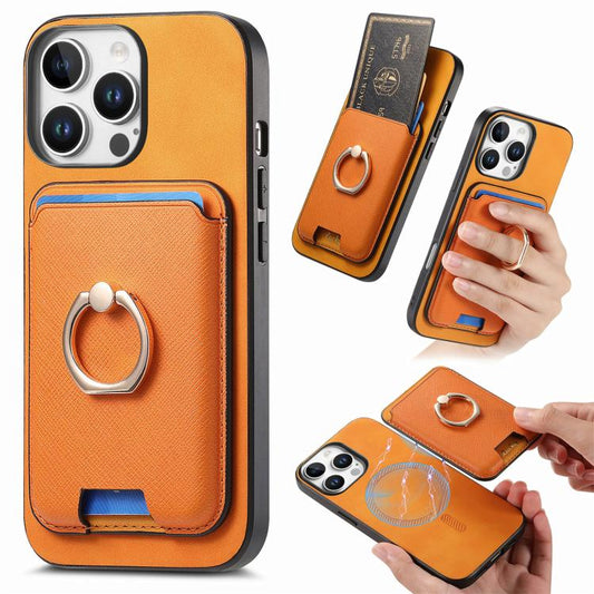 Retro Cross Leather Card Bag MagSafe Phone Case, For iPhone 11 Pro