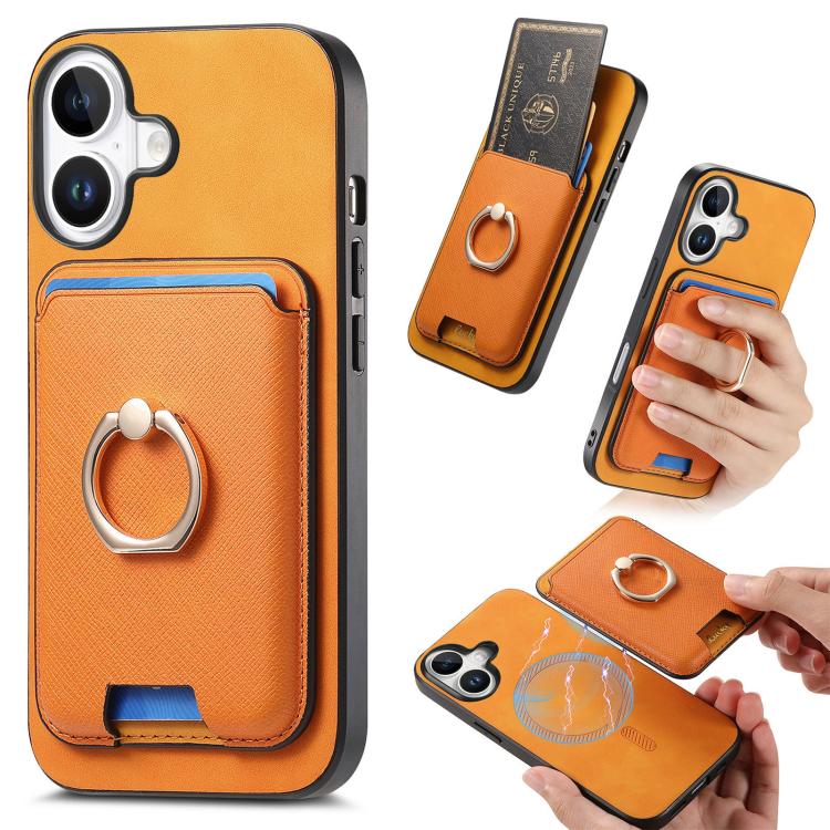 Retro Cross Leather Card Bag MagSafe Phone Case, For iPhone 16 Pro Max, For iPhone 16 Pro, For iPhone 16 Plus