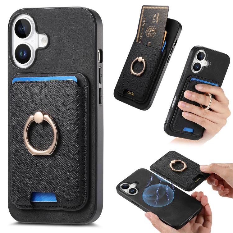 Retro Cross Leather Card Bag MagSafe Phone Case, For iPhone 16 Pro Max, For iPhone 16 Pro, For iPhone 16 Plus