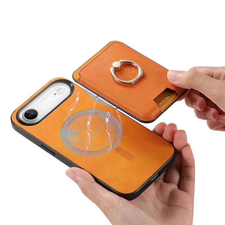 Retro Cross Leather Card Bag MagSafe Phone Case, For iPhone 16, For iPhone 15 Pro Max, For iPhone 15 Pro