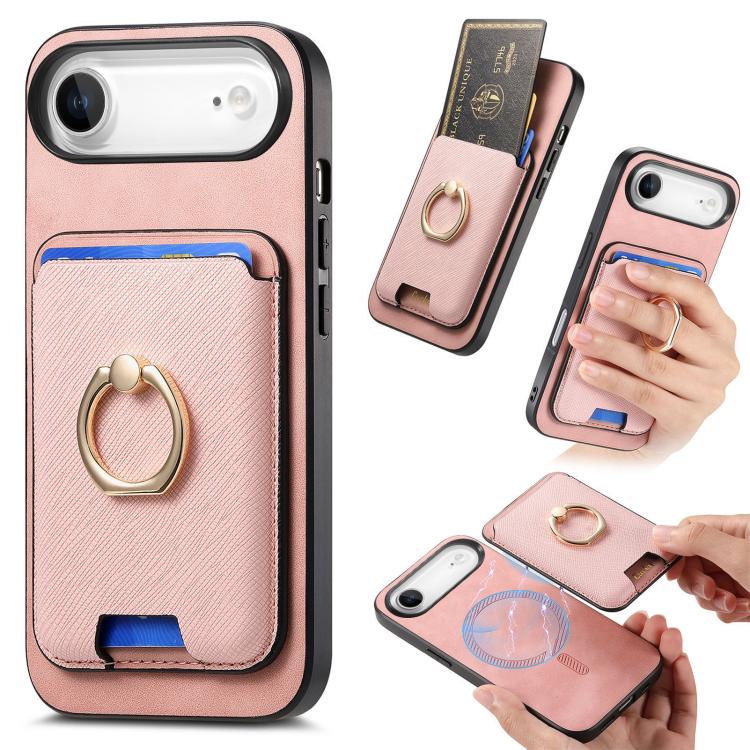 Retro Cross Leather Card Bag MagSafe Phone Case, For iPhone 16, For iPhone 15 Pro Max, For iPhone 15 Pro