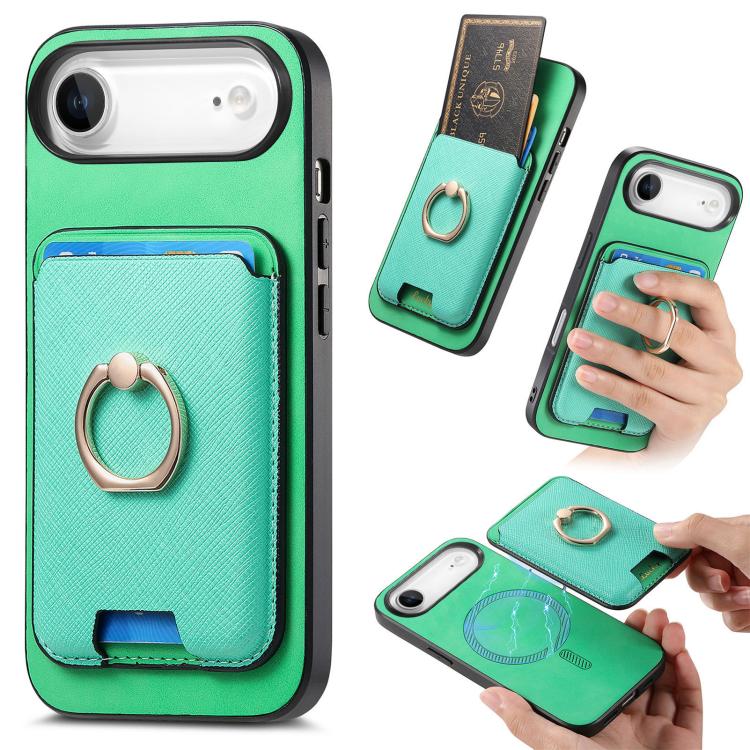 Retro Cross Leather Card Bag MagSafe Phone Case, For iPhone 16, For iPhone 15 Pro Max, For iPhone 15 Pro