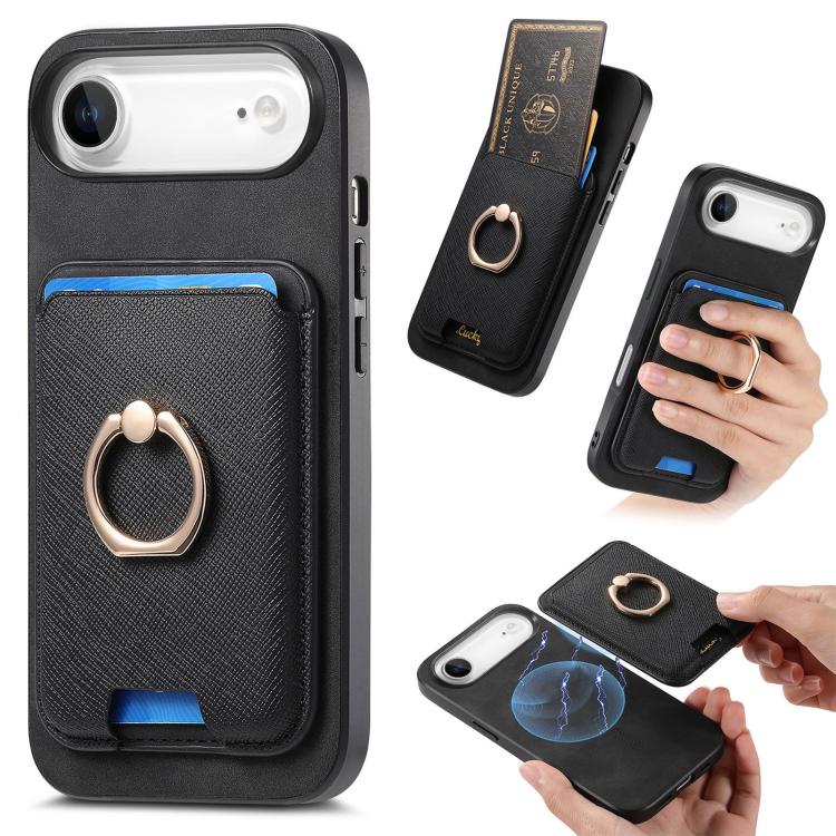 Retro Cross Leather Card Bag MagSafe Phone Case, For iPhone 16, For iPhone 15 Pro Max, For iPhone 15 Pro