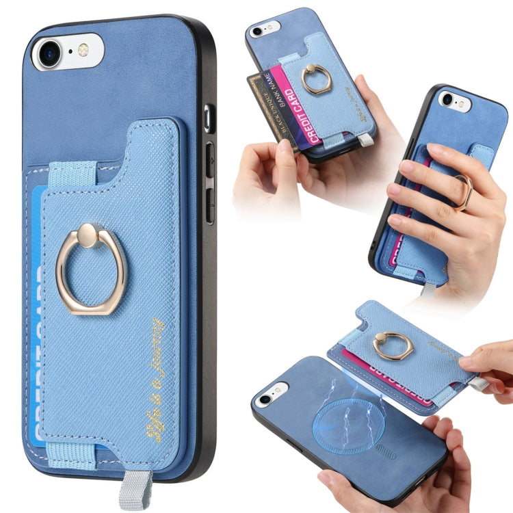 Retro Magsafe Cross Leather Ring Holder Card Bag Phone Case, For iPhone 13 Pro Max, For iPhone 13 Pro, For iPhone 13