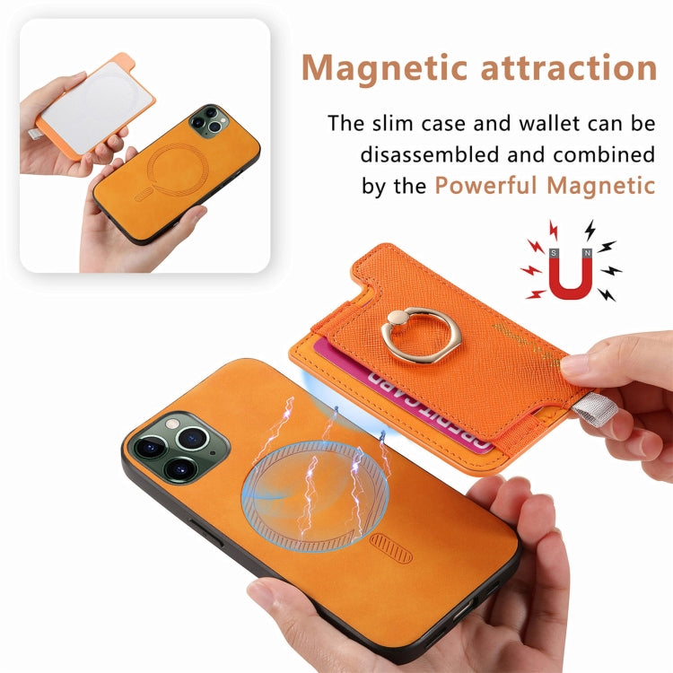 Retro Magsafe Cross Leather Ring Holder Card Bag Phone Case, For iPhone 7 / 8 / SE 2022, For iPhone 12 / 12 Pro, For iPhone X / XS