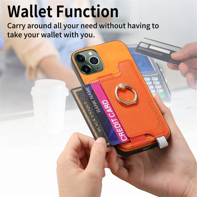 Retro Magsafe Cross Leather Ring Holder Card Bag Phone Case, For iPhone 7 / 8 / SE 2022, For iPhone 12 / 12 Pro, For iPhone X / XS
