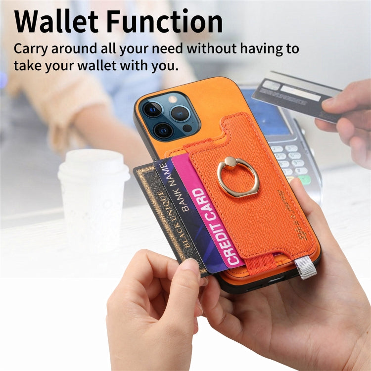 Retro Magsafe Cross Leather Ring Holder Card Bag Phone Case, For iPhone 11 Pro, For iPhone XR, For iPhone XS Max