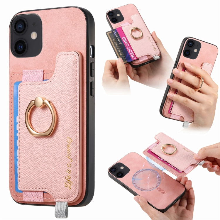 Retro Magsafe Cross Leather Ring Holder Card Bag Phone Case, For iPhone 11 Pro, For iPhone XR, For iPhone XS Max