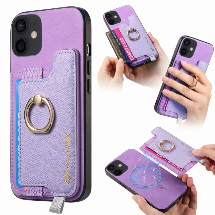 Retro Magsafe Cross Leather Ring Holder Card Bag Phone Case, For iPhone 11 Pro, For iPhone XR, For iPhone XS Max